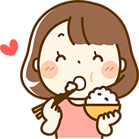 ご飯を食べる女性のイラスト